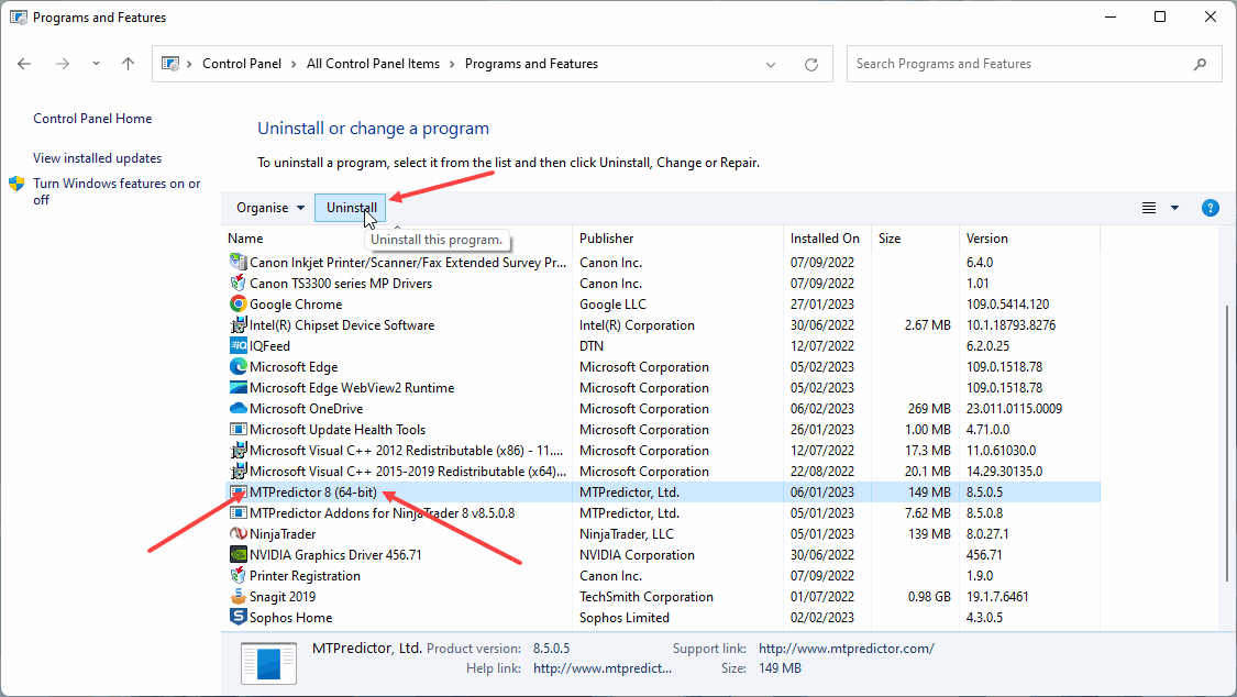uninstalling image four