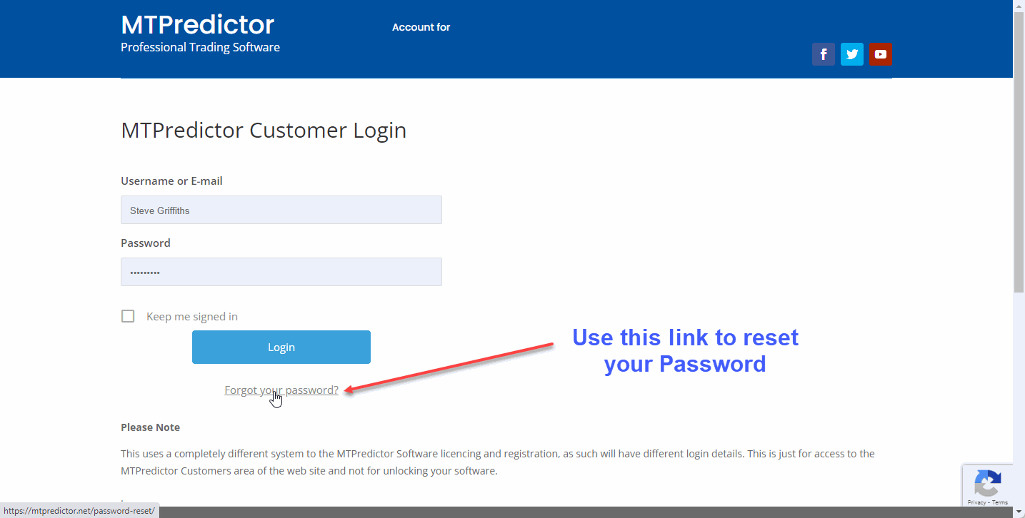 forgot password