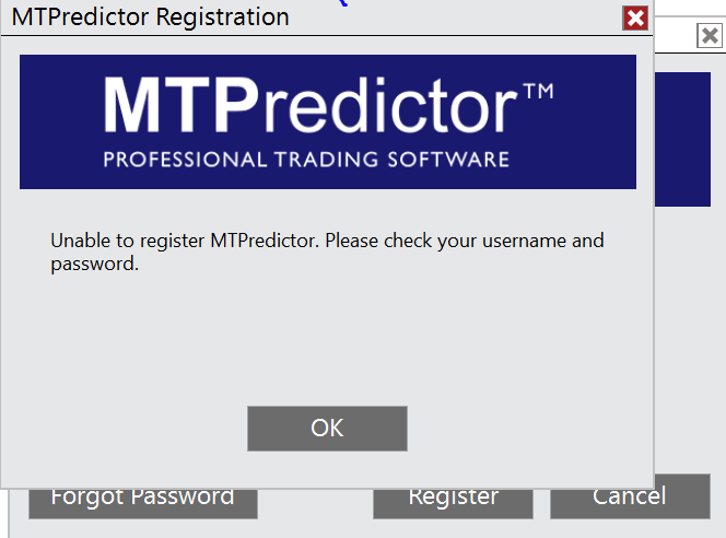 unable to register